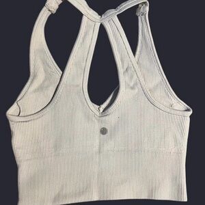 Ribbed Crossback Sports Bra Top - White